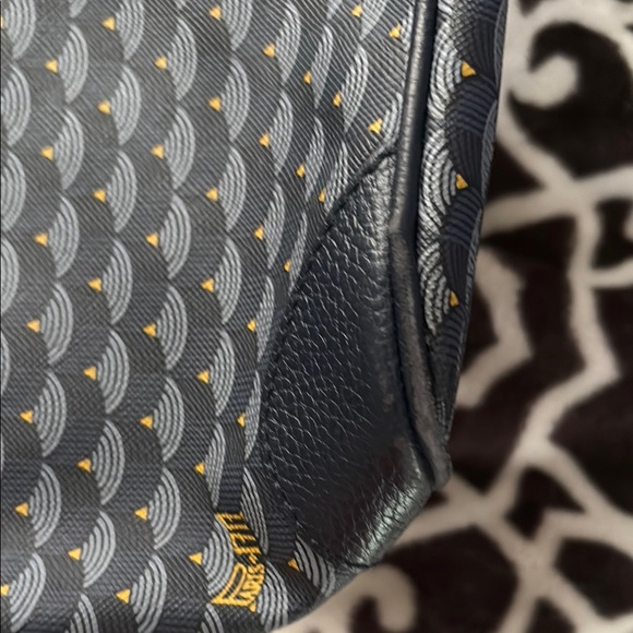 Black Geometric Pattern Tote Bag with Leather Handles - Picture 6 of 8